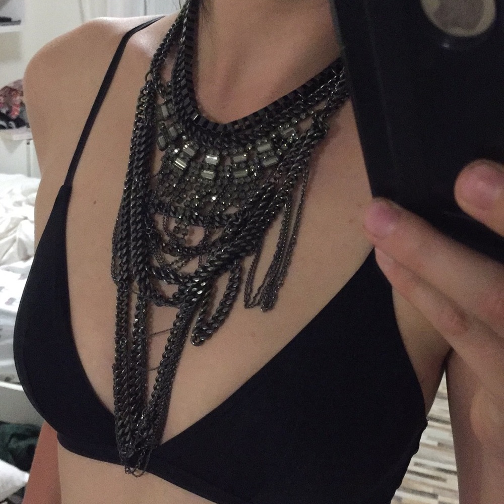 Statement thick layered chain necklace